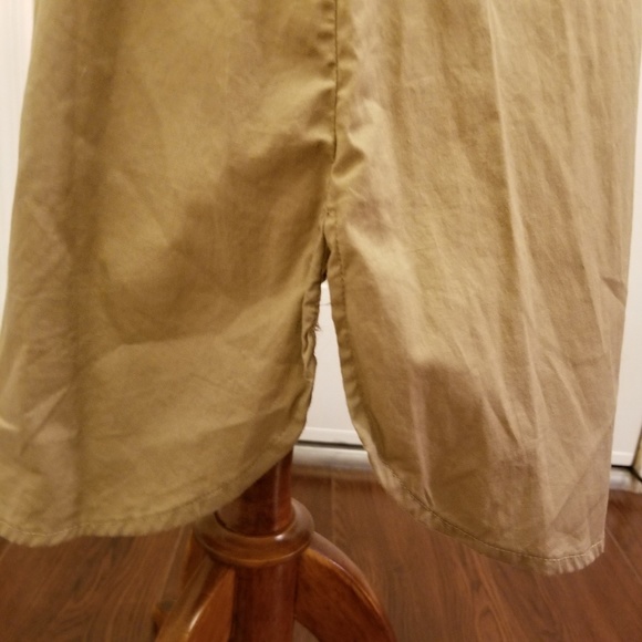 Tan 3/4 sleeve button up & tie collared dress. S - Picture 6 of 7